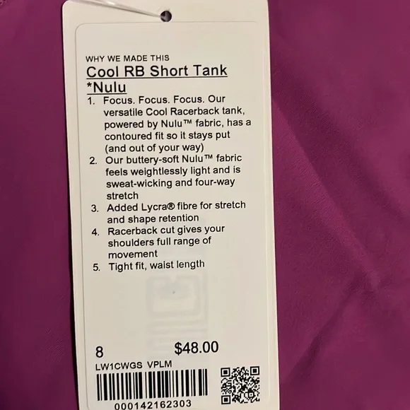 Lululemon Cool RB Short Tank Nulu - Picture 3 of 3